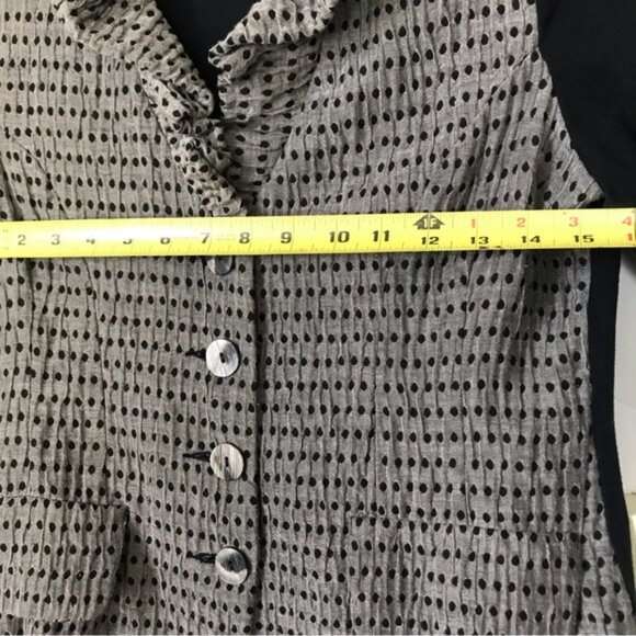 Vivian Shyu Fitted Jersey Stretch Jacket Blazer Cardigan Button Dots Ruffle M - Picture 10 of 12